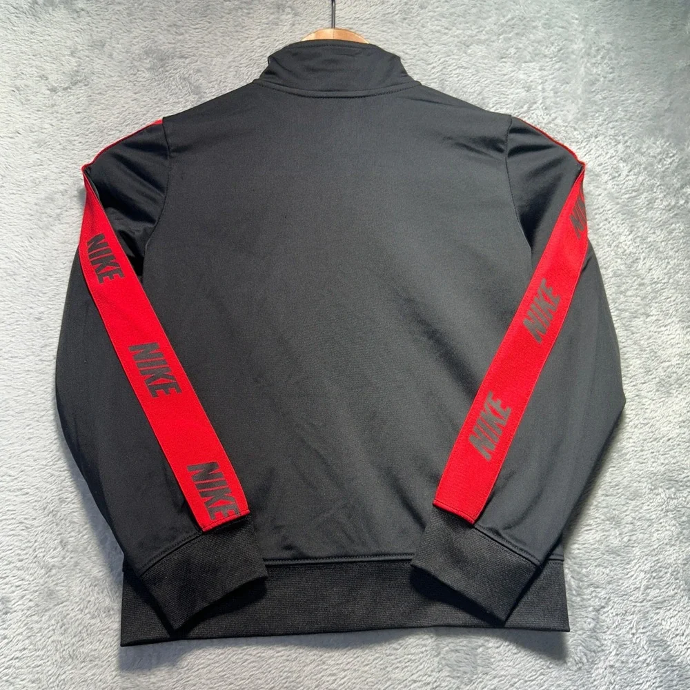 Y2K Nike Kids Full Zip Track Jacket Black Red Logo Tape G796-023 Size 7 6-7YRS‎